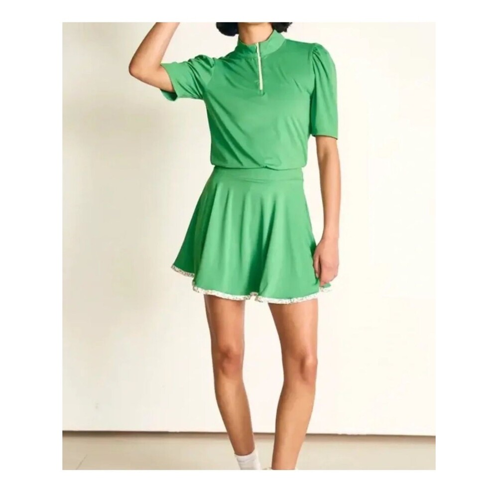 NWT Byrdie Golf Skort Green Floral Trim Large